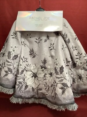 NUEVA FALDA ÁRBOL NAVIDAD RACHEL ZOE L.A. N.Y. 50” PLATA BLANCO GRIS Foto 1 de 4