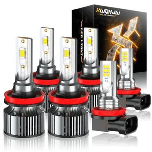 H9 H11 LED Headlight High Low Bulbs Combo 6500K + H11 Fog Light With cooling fan - Picture 1 of 13