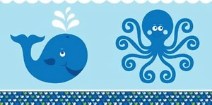 Ocean Preppy Boy Blue Whale 1st Birthday Party Decoration Plastic Tablecover - Picture 1 of 1