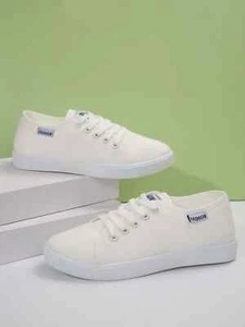 WOMENS FASHION SHOES LADIES LACE UP PLIMSOLLS PUMPS SNEAKERS TRAINERS SKATERS - Picture 1 of 8