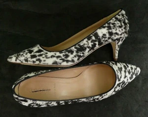 NEW J. CREW Retail $358 DULCI CALF HAIR LEATHER KITTEN HEELS BLACK WHITE 8 ITALY - Picture 1 of 3