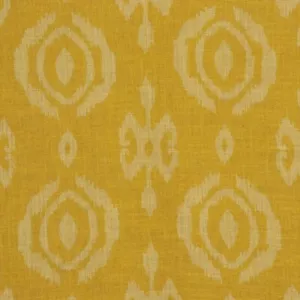Bali Ikat Fabric Mustard Yellow Linen Tribal Curtains Upholstery Cushions - Picture 1 of 6