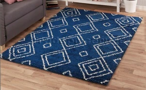 SMALL - EXTRA LARGE MOROCCAN DARK BLUE SHAGGY RUG CLEARANCE END OF LINE - Picture 1 of 3