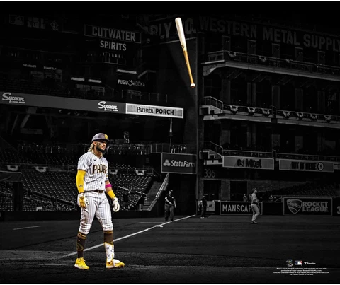 Fernando Tatis Jr. San Diego Padres Unsigned Bat Flip after Home Run Photograph Cover