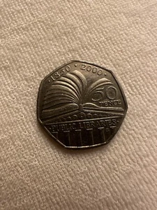 Rare 50p Coin Fifty Pence Pubblic Libraries 1850-2000 ( A error after Public) - Picture 1 of 5