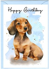 Dachshund Smooth Haired Dog Birthday Card (4"x 6") - blank inside - by Starprint