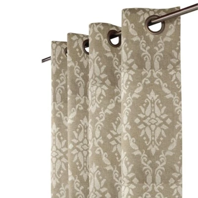 Cortina de aspecto de lino - Beige y blanco - Aspecto de lino - 60 x 96 pulgadas Foto 1 de 3