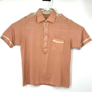 Vintage Parker Of Vienna Mens Polo Shirt Epaulette Orange White Size Large - Picture 1 of 12