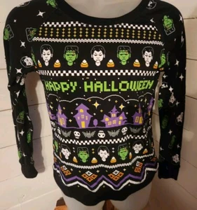 Happy Halloween L/S Shirt Black Graphic Size Medium 7-9 - Picture 1 of 3