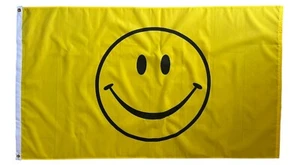 Yellow Smiley Face Flag LARGE Happy Smile Festival Flag 150 x 90cm - Picture 1 of 5