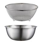 Efficient Draining Stainless Steel Mixing Bowls With Tiny Mesh Net Baskets