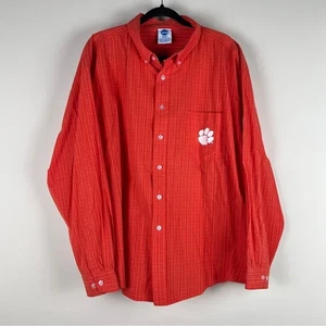 NCAA Orange and White Clemson embroidered logo Casual Button-Down Shirt 2XL - Picture 1 of 7