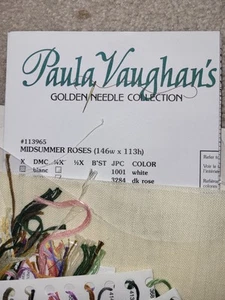 Paula Vaughan's Golden Needle Midsummer Roses Counted Cross Stitch Kit *No Photo - Picture 1 of 4
