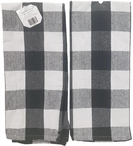 Set of 2 Same Jumbo Thin Kitchen Towels(18"x28")BLACK & WHITE CHECKERED PLAID,HL - Picture 1 of 10