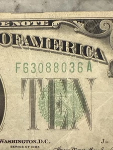 Fancy Radar Serial Number (63088036) 1934 $10 FRN Fr. 2005m-F PCGS VF25 - Picture 1 of 10