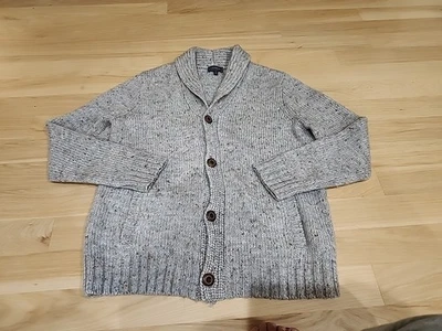 Express Men's XL Brown Shawl Collar Button Cardigan Sweater Alpaca/Wool Blend - Image 1 of 4