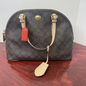 Coach Peyton Schultertasche Umhängetasche Signature Cora gewölbt braun schwarz - Bild 1 von 19