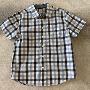 Gymboree Boys Size 7-8 Short Sleeve Dress Shirt White Blue Light Cotton - Picture 1 of 3