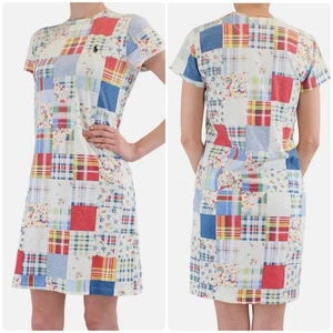 Polo Ralph Lauren Blanco Retazos Algodón Hasta la Rodilla Camiseta Vestido Mujer Talla S - Imagen 1 de 6