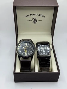 U.S. POLO ASSN. STAINLESS STEEL WATCH SET - 2 MEN WATCH SET NEW BATTERIES WORKS - Picture 1 of 3