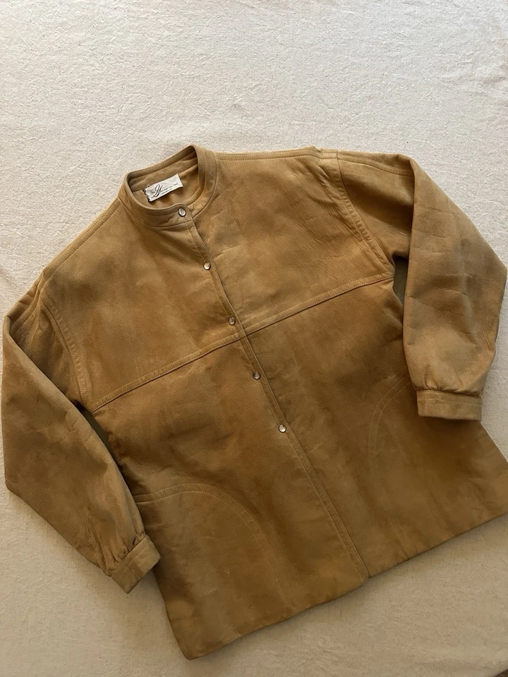 Chaqueta de gamuza Bonnie Cashin for Sills vintage años 70 camel mop bolsillos a presión Foto 1 de 4