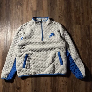 Detroit Lions NFL Quilted Half Zip Pullover Sweatshirt Damen XL grau blau - Bild 1 von 6