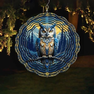 3Dmetal Wind Chimes, Owl Ornaments Suitable for Courtyards, Gardens and Terraces - Foto 1 di 17