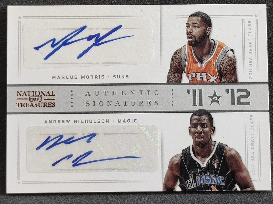 2012-13 Panini National Treasure Marcus Morris Andrew Nicholson doble automático/99 Foto 1 de 2