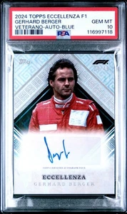 PSA 10 2024 Topps Eccellenza F1 GERHARD BERGER Veterano Blue Auto /49 POP 2 Rare - Bild 1 von 2