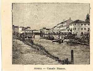 Stampa antica ADRIA veduta Canale Bianco in miniatura Rovigo 1905 Old print - Picture 1 of 1