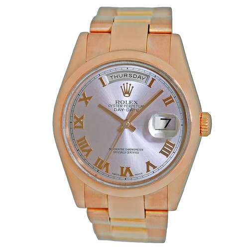 ROLEX 18K Rose G 36mm Day Date Pink 118205 Warranty BOX