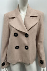 ANDIAMO Australia [sz 12] beige wool blend lined double breasted Jacket Coat