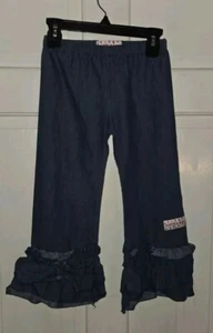 RUFFLE GIRL blue Denim Stretch Cotton Flare Pullon Pants. Girls 6 NWOT - Picture 1 of 7