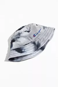 NUOVO Cappello Champion Tie Dye Bucket S/M Nero Bianco Grigio Unisex Stile Vintage - Foto 1 di 5