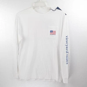 Vineyard Vines Long Sleeve Football Flag Pocket Tee Shirt - Size XL (18) Boys  - Picture 1 of 8