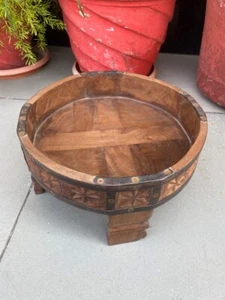 Vintage 12 x 12" Holz handgeschnitzt Eisenarbeit Chakki Tisch Couchtisch Serviertisch  - Bild 1 von 11