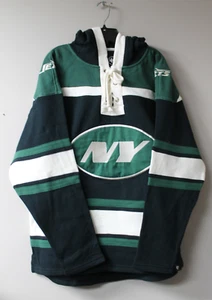 New NFL New York Jets old time jersey style mid weight cotton hoodie men's L - Picture 1 of 5