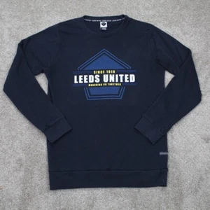 Felpa Leeds United uomo blu medio autentico cotone/poliestere girocollo pullover - Foto 1 di 13