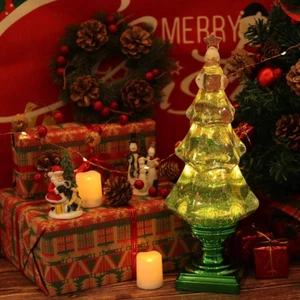 Christmas Tree Snow Globe Water Glittering Musical Home Decor Decorations Gifts - Picture 1 of 7