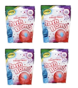 Bath Bombs Crayola Red Blue and Purple Very Cherry Sent 4 Count - Picture 1 of 2