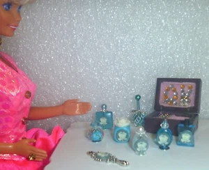 Blue Tulip Cameo Perfume Vanity Set With Jewelry Box & More~*~BC-T9 - Picture 1 of 8