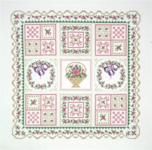 Linda Bird Rose Garland Quilt Sampler 1875 cross stitch kit - Imagen 1 de 3