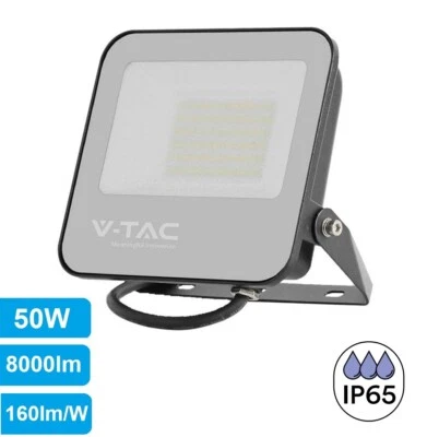 V-TAC Faro LED SMD 50W 160LM/W Colore Nero 4000K Naturale IP65 SLIM 8000lm - Immagine 1 di 4
