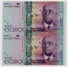 Cape Verde Cabo 2 X 5000 Escudos 2014 Pick 75 Unc Running Numbers