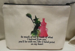Wicked 9x6 3/4" Lined Cosmetic Makeup Bag Zipper Canvas What I learned from You - Picture 1 of 6