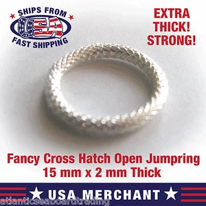 Anillo de salto abierto chapado en plata con escotilla cruzada de lujo 12 piezas 15 mm hallazgos de joyería - Imagen 1 de 2