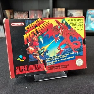 Super Metroid SNES Super Nintendo Boite Cartouche Pal FAH Official + Crystal Box - Imagen 1 de 19