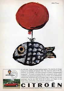 Citroen ID-19 1965 Original André François Arte Pez Globo Color Impresión Anuncio - Imagen 1 de 1