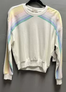 Sudadera a Rayas Arco Iris Crema Sólida Marca Spiritual Gangster $118 Nueva con Etiquetas - Imagen 1 de 4