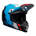 BELL MX-9 Helm Mips Motocross MX Bike - Streik Mattschwarz/Blau/Weiß